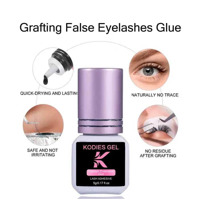 KODIES GEL Extra fort colle à cils Extension fournitures 5g 0.5 seconde colle à cils secs pour faux