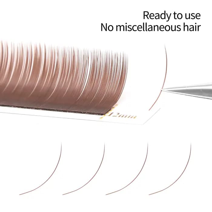 XIUSUZAKI brun gris Extensions de cils plats pointes fendues doux naturel clair charbon Ellipse Exte