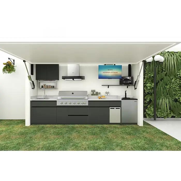 Meuble de base pour évier de cuisine extérieure, station barbecue modulaire en acier inoxydable pour