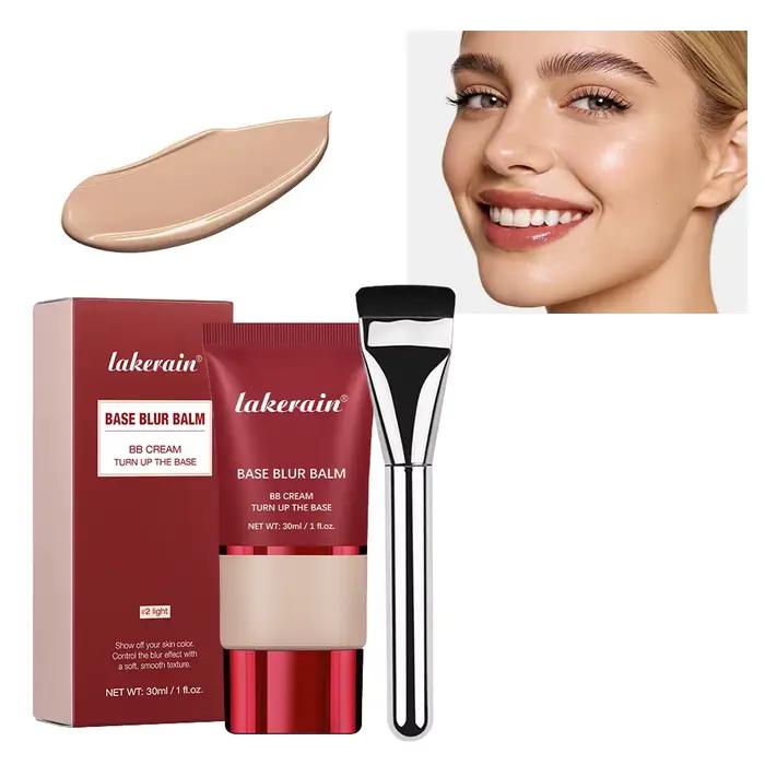 Baume de base Blur avec pinceau applicateur, crème BB nourrissante légère, fini naturel, couvrance m