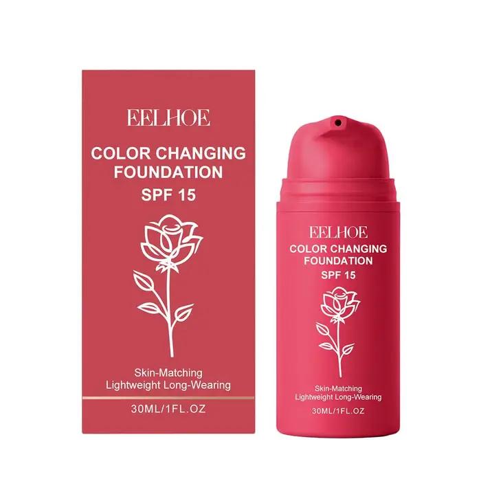 Fond de teint EELHOE changeant de couleur SPF15, fond de teint léger longue durée qui s'adapte à la