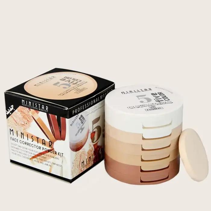Poudre de contour anti-cernes, tour de poudre à 5 platines de 5 couleurs, ton éclaircissant pour la