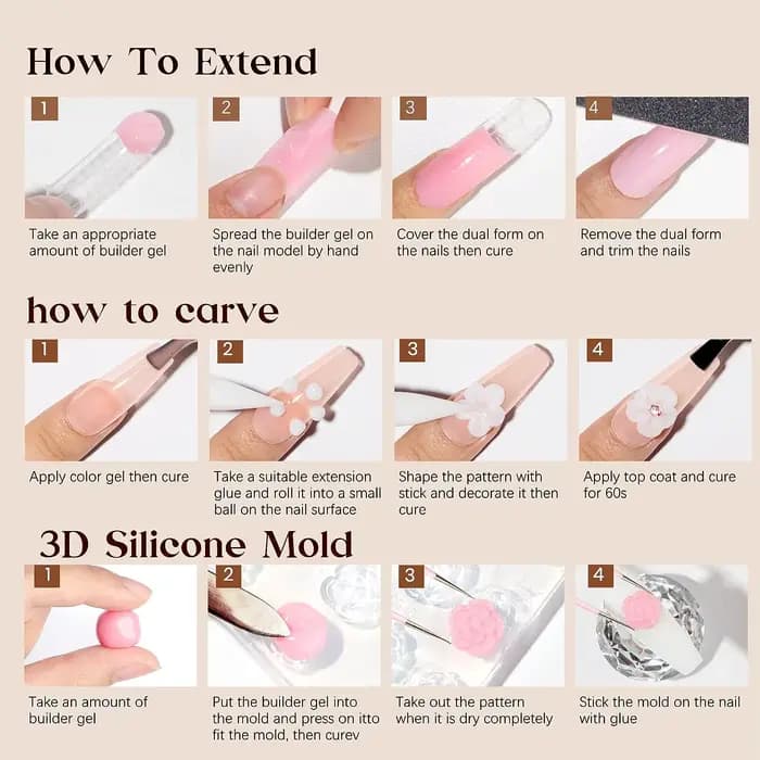 Gel constructeur solide rose/clair/blanc pour ongles Gel dur Extension constructeur Gel pour ongles,