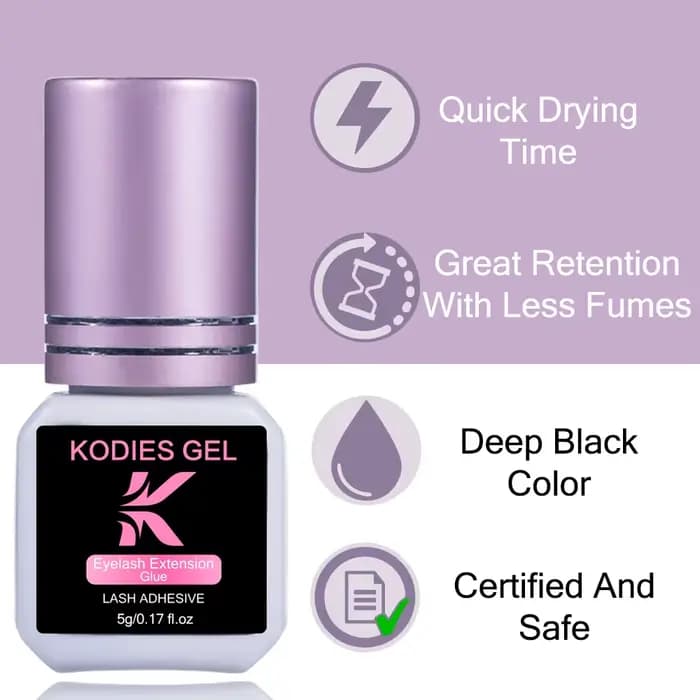KODIES GEL Extra fort colle à cils Extension fournitures 5g 0.5 seconde colle à cils secs pour faux