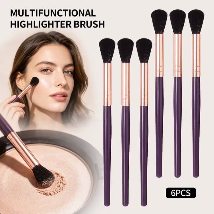 Lot de 6 pinceaux professionnels pour highlighter, pour un mélange de poudre impeccable, idéal pour