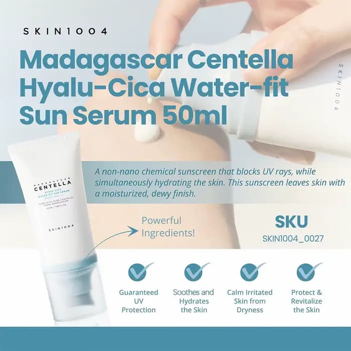 SKIN1004 Madagascar Centella Hyalu-Cica sérum solaire imperméable SPF50 + PA +++, doux, haute Protec