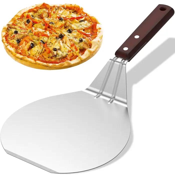 Pelle à Pizza antiadhésive en métal, 6.5/10/12 pouces, avec manche en bois, plateau de transfert de