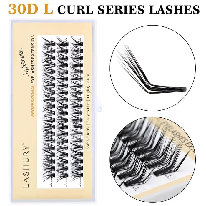 60 faux-cils individuels 30D C/D/L Curl, effet œil de chat, naturels, pour extension de cils, outil