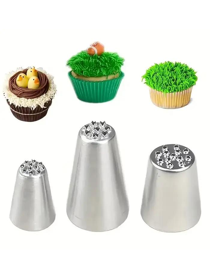 Ensemble de décoration de gâteaux en acier inoxydable, 3 pièces, pointes de glaçage sans couture et