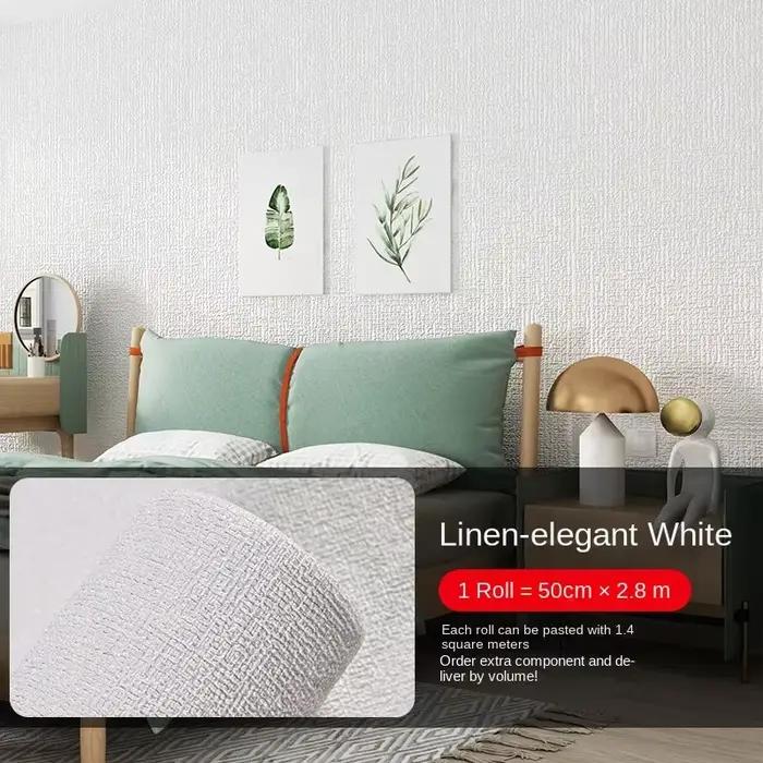Papier peint auto-adhésif épais 3D, isolation thermique, lin, couleur unie, autocollants muraux de d
