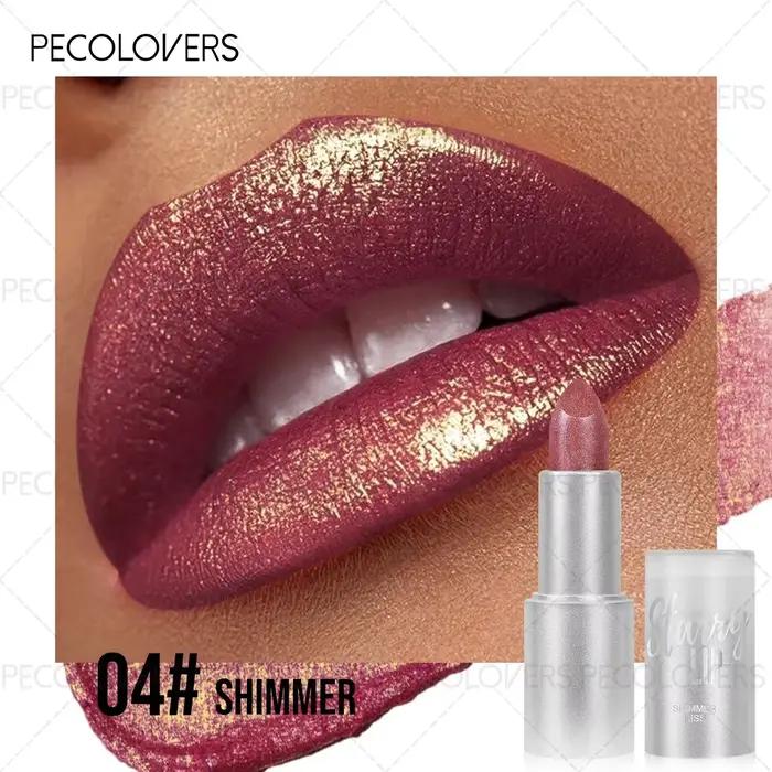 Rouge à lèvres nacré scintillant, hydratant et durable, finition scintillante, ton rose, idéal pour
