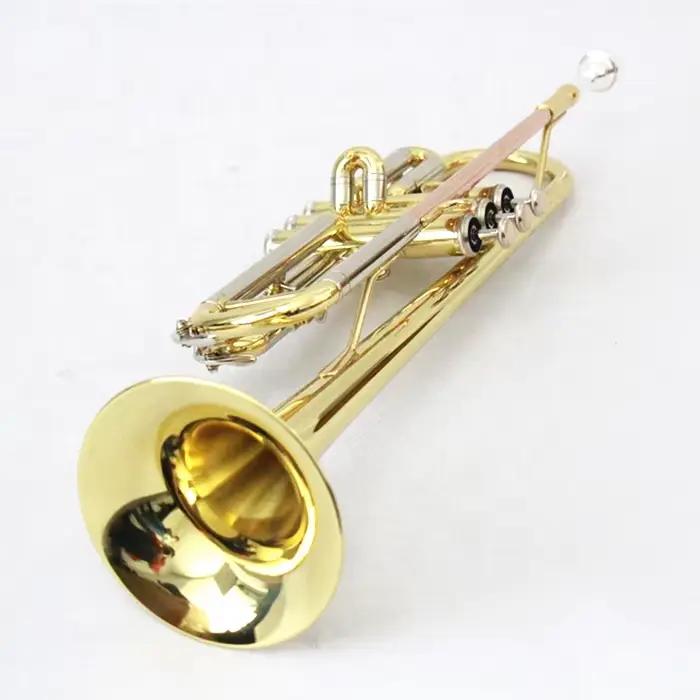 Trompette haut de gamme ton Bb, Instrument de trompette laqué or, trompette Standard chinoise