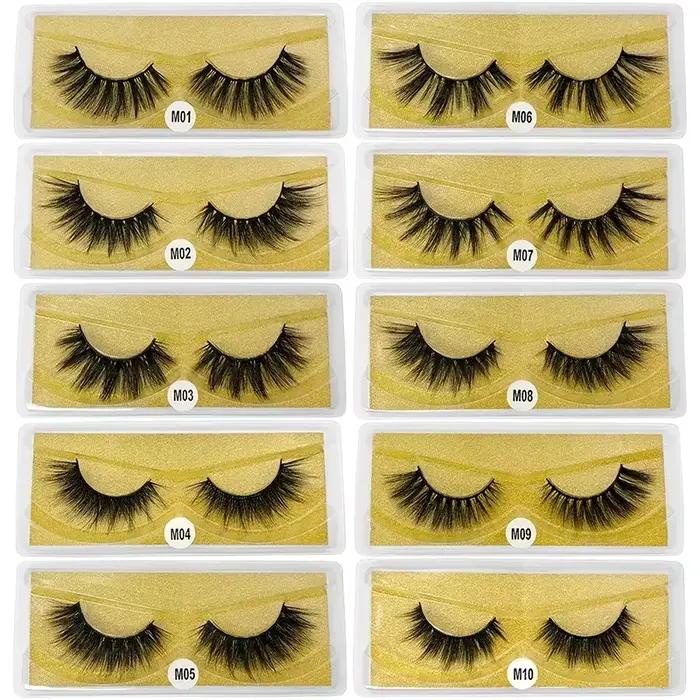 Faux-cils 3D en vison naturel, lot de 10 paires, maquillage, en vrac