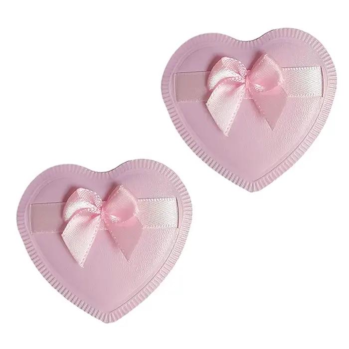 2 houppettes à poudre en forme de cœur, utilisables à sec et à l'eau, pour fond de teint cushion eff