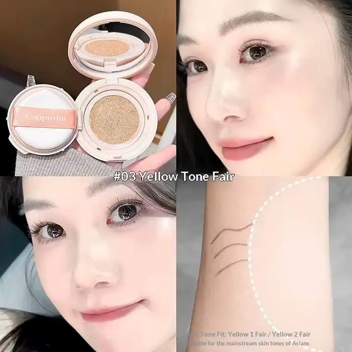 Cappuvini Air Cushion BB Cream, fond de teint hydratant, correcteur, anti-brillance, imperméable, co