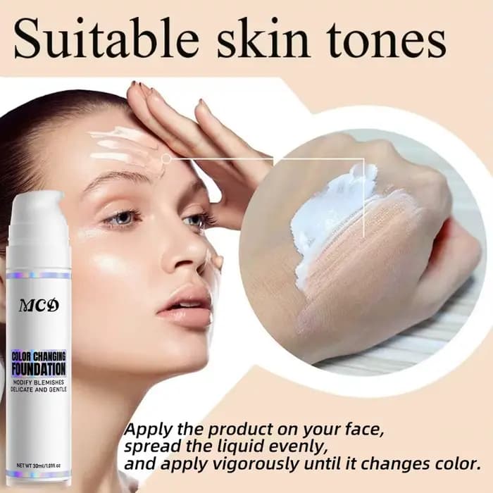 Fond de teint à couleur changeante pour tous les tons, Base de maquillage pour la peau, visage nu, c