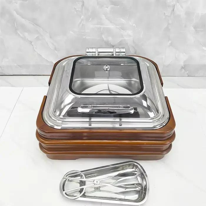 Base de siège carrée en bois en acier inoxydable