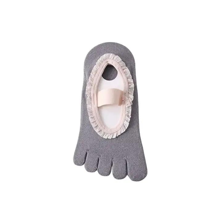 Chaussettes de Pilates à cinq orteils avec grip en silicone plissé, chaussettes courtes souples et é