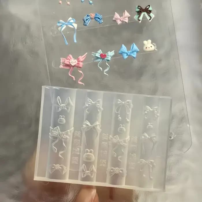 Moule 3D Transparent en Silicone pour Nail Art, 1 pièce, lapin de dessin animé mignon, conception de