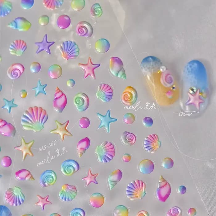 Autocollants de manucure auto-adhésifs 5D, bulles de méduse Bagful colorées, anneaux de natation, ét
