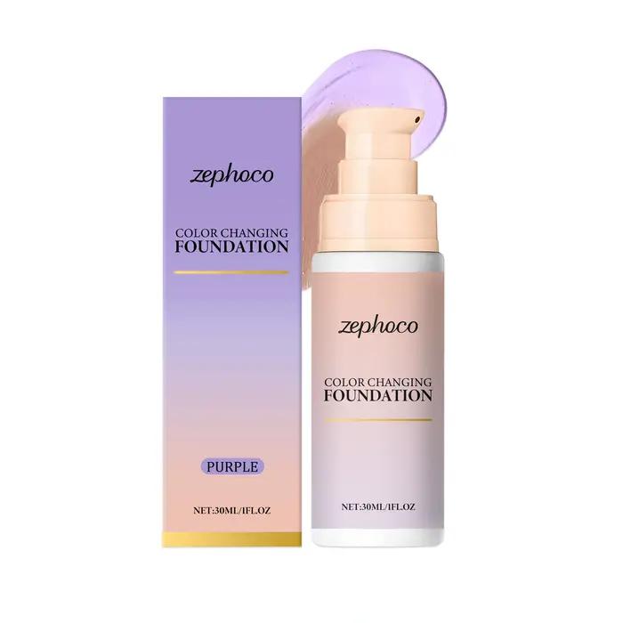 Fond de Teint Correcteur Zephoco à Changement de Température, Naturel, Léger, Longue Tenue, Hydratan