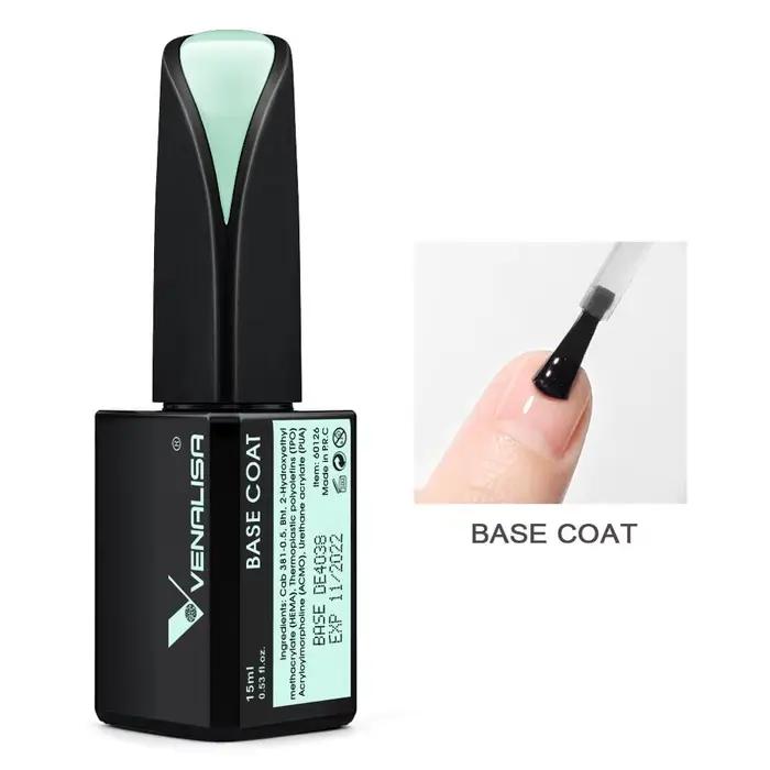 VENALISA 15ml Vernis à ongles gel haute brillance, base et top coat, durcissable aux LED/UV, longue