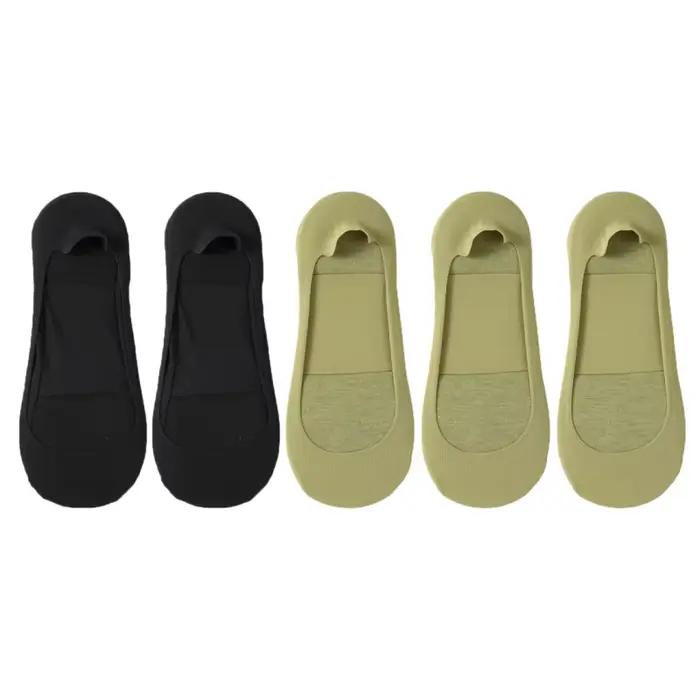 5 paires de chaussettes invisibles à coupe basse pour femmes, avec fond en éponge, antidérapantes, r