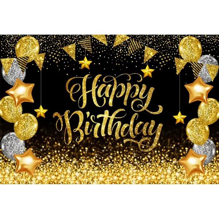 Adulte joyeux anniversaire photographie toile de fond or paillettes ballon 18 21 30 40 50 60 70th an