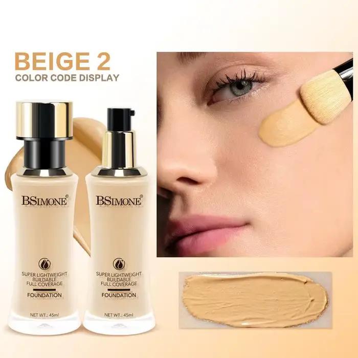 BSIMONE Fond de teint liquide 6 couleurs correcteur de base de maquillage pour le visage imperméable