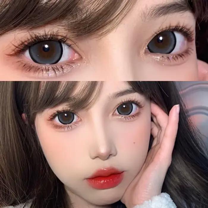 Deux grandes lentilles de contact de couleur pour les yeux noirs sur ordonnance avec lentilles diopt