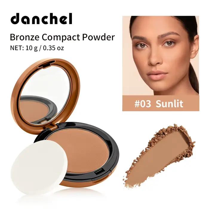 Poudre compacte bronzante longue tenue, fini mat lisse, éclaircissant naturel, dissimule les imperfe