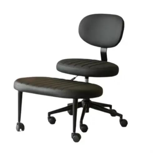 Fauteuil lounge moderne à jambes croisées, tissu en velours, rotatif, réglable en hauteur, avec repo
