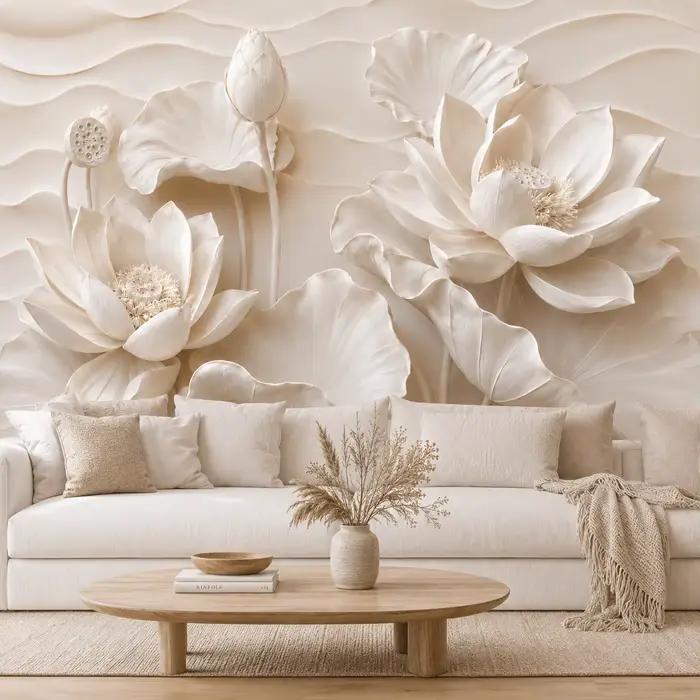 Salon, Chambre à coucher, Fond TV, Papier peint mural floral 3D, Grand papier peint décoratif pour l