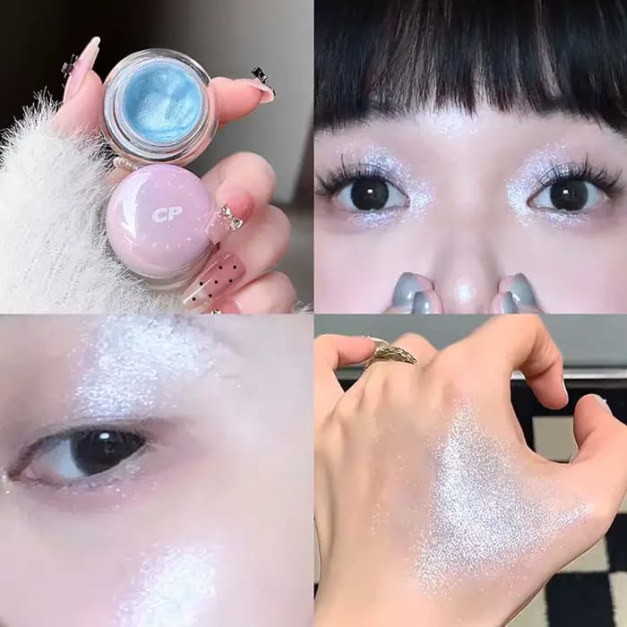 Crème gel illuminateur Cappuvini Radiant avec fini nacré scintillant, pâte haute brillance pour écla