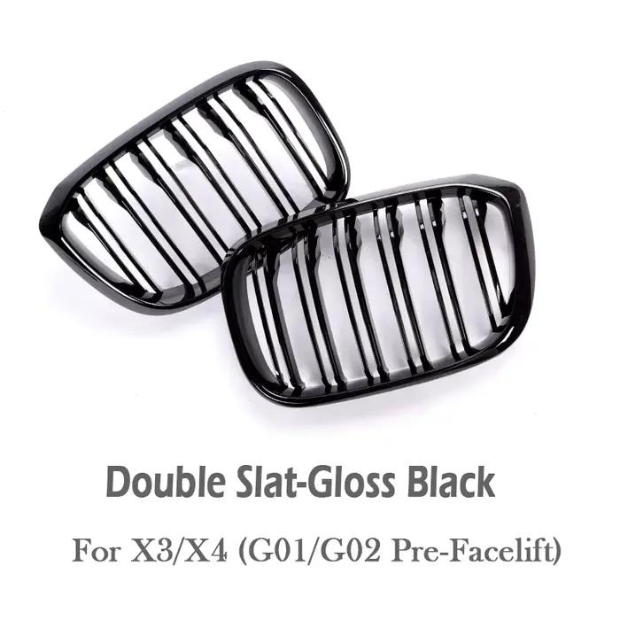 Grilles de remplacement pour BMW G01 X3 G02 X4 2018-2022, aspect fibre de carbone, noir brillant, si