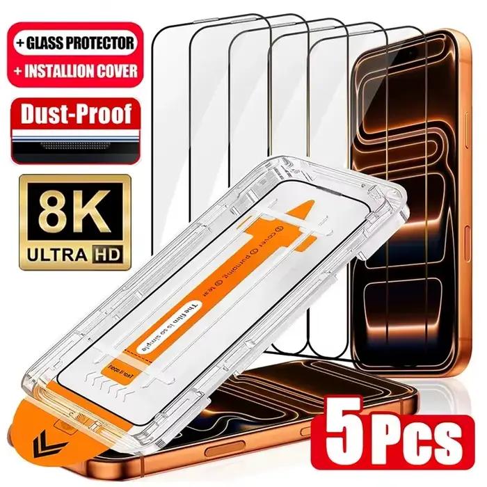 Protections d'écran HD sans poussière, installation facile, pour iPhone 18 Pro Max, 17 Pro Max, 16 P