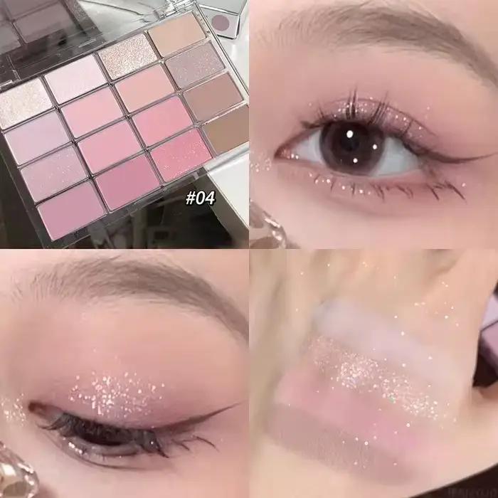 Palette de poudre scintillante marron rose, palette de cosmétiques pour les yeux, illuminateur à fai