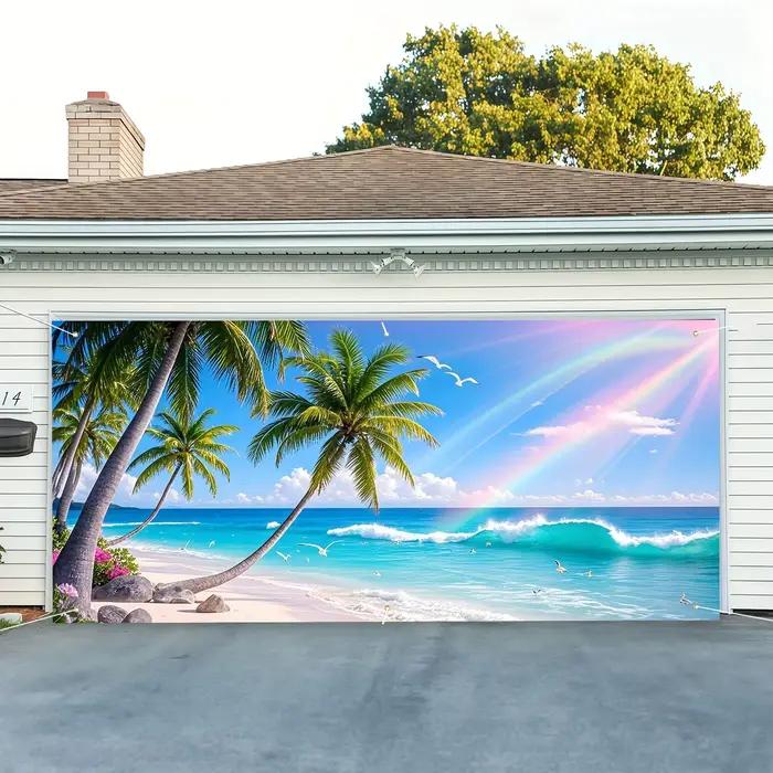 1 pièce, porte de garage en palmier de plage tropicale, adaptée à l'extérieur, au garage et à la déc