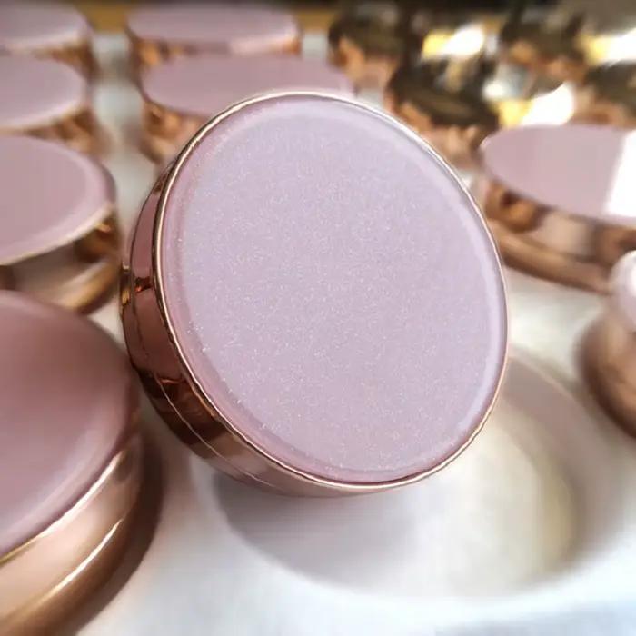 Kit de voyage avec bouffée de poudre, récipient cosmétique vide rose, étui de maquillage avec miroir