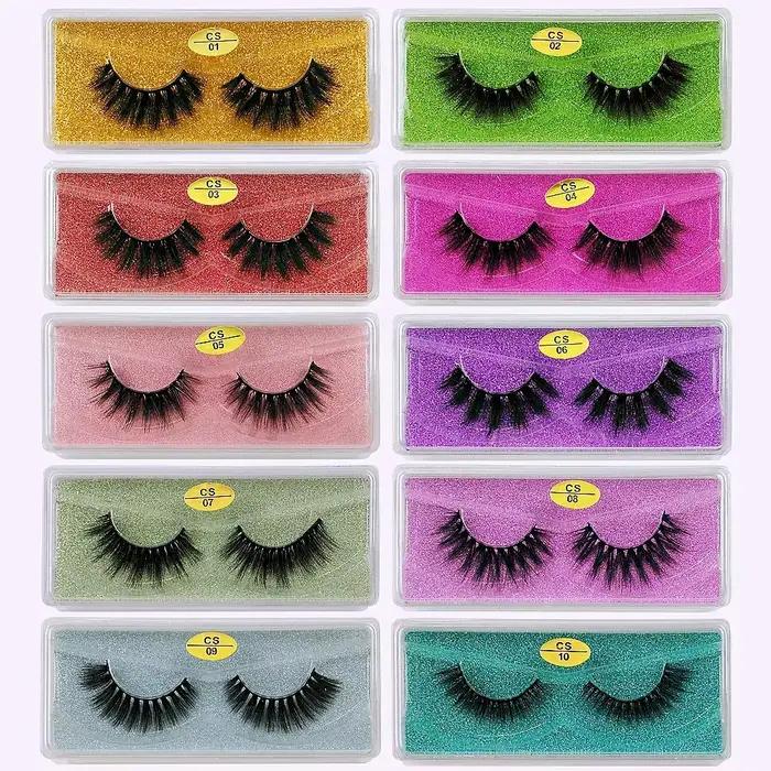 Faux-cils 3D en vison naturel, lot de 10 paires, maquillage, en vrac