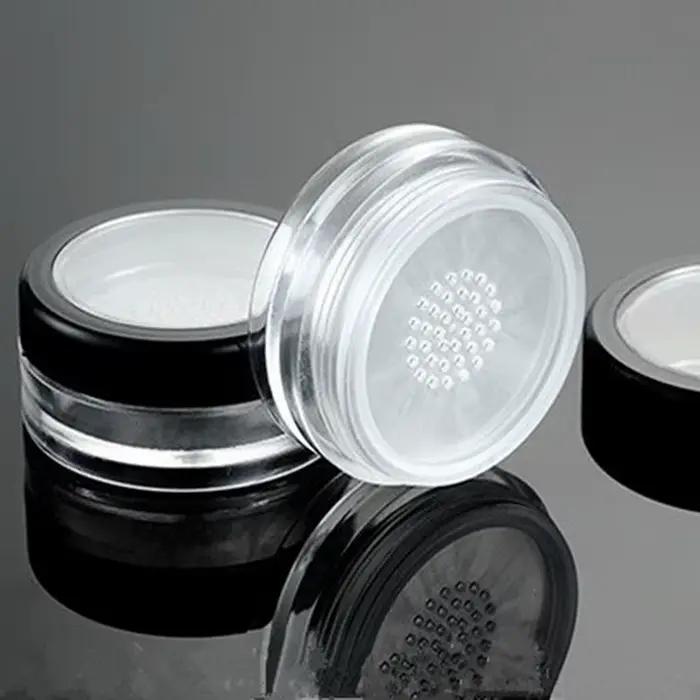 10 pièces/lot 10g bouchon transparent noir poudre libre compacte avec la grille et le couvercle PP p