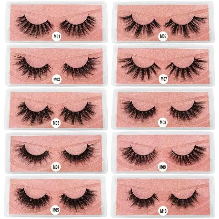 Faux-cils 3D en vison naturel, lot de 10 paires, maquillage, en vrac