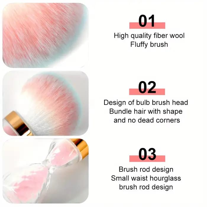 Brosse à poussière pour Nail Art, poignée en sablier, pour enlever la poudre, nettoyage doux, pour m