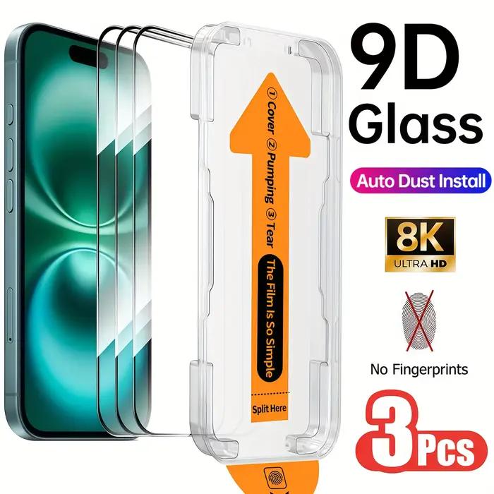 Protecteur d'écran HD 8K, 3 pièces, pour iPhone 16e 16 17 Pro Max 15 11 12 13 17 Air 14 Plus, verre