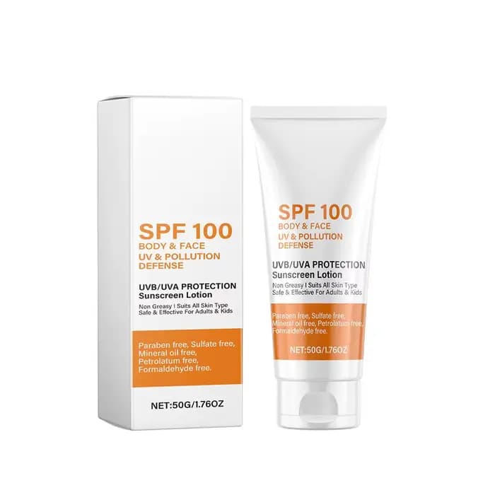Lotion solaire SPF100 pour le visage et le corps, non grasse, protection UVA et UVB, crème solaire n