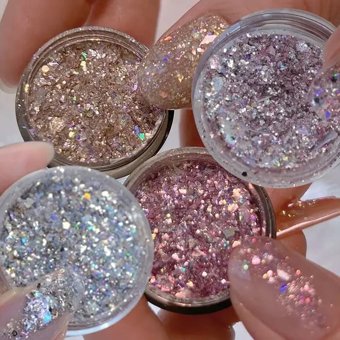 Poudre scintillante pour Nail Art, 1 g/boîte, coquille mixte, opale, paillettes, feuille holographiq
