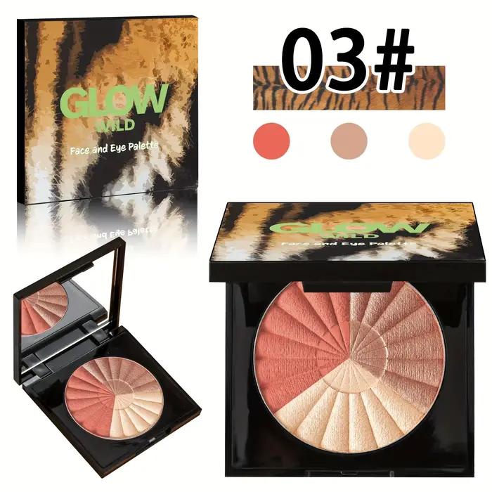 Palette de maquillage 3 en 1, poudre de blush bronze, illuminateur scintillant, surligneur pour le v