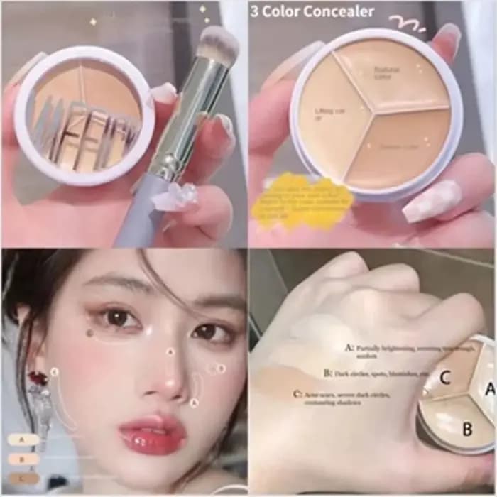 Palette de 3 Correcteurs Professionnels Couvre les Vaches Foncées autour des Yeux et du Visage