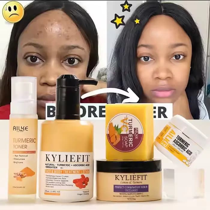 Kit de soins pour la peau au curcuma biologique