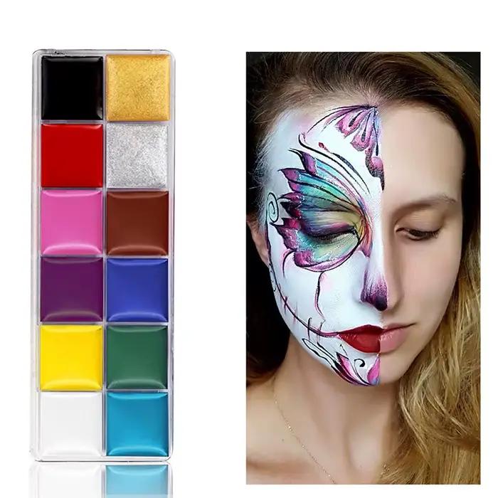 Peinture à l'huile pour le visage et le corps, pigment non toxique, sûr pour les enfants, tatouage flash, art de la peinture, Halloween Cosplay Party, 12 couleurs